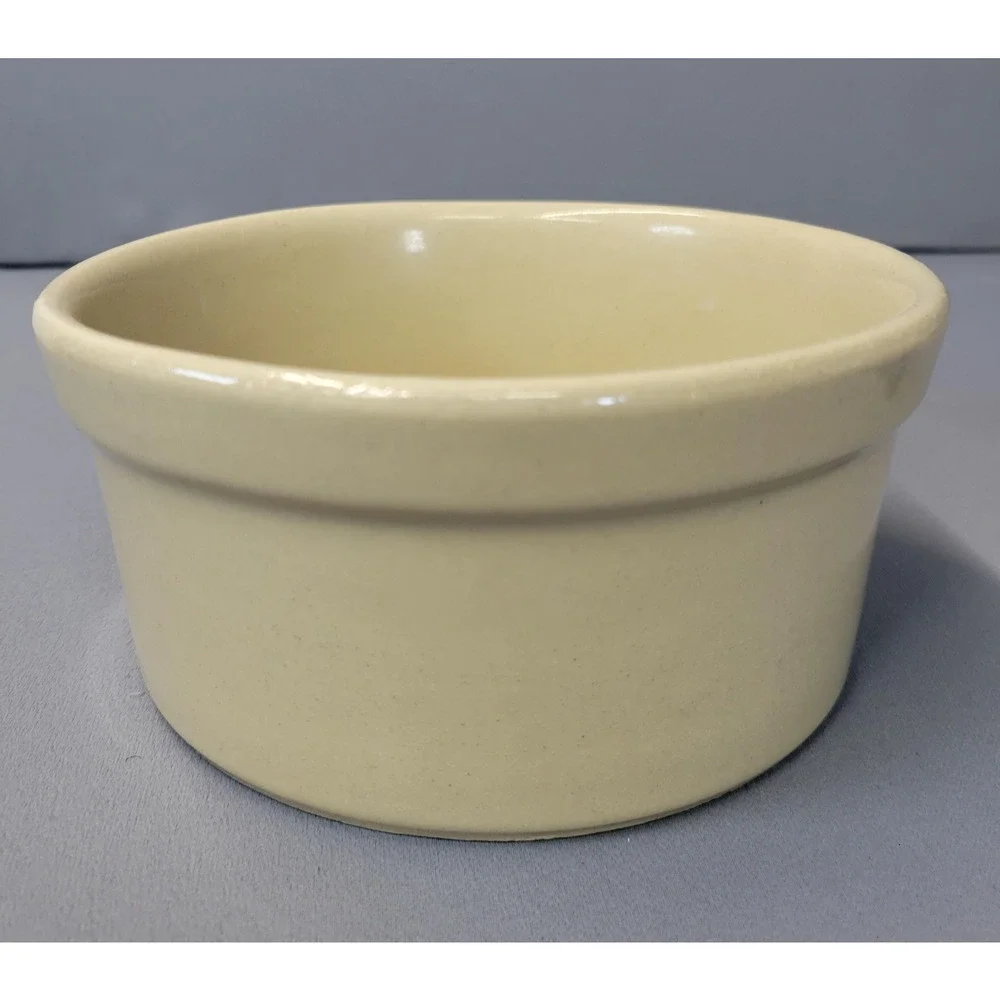 Robinson Ransbottom Pottery Stoneware Ramekin Custard Cup Beige Round Bowl Crock
